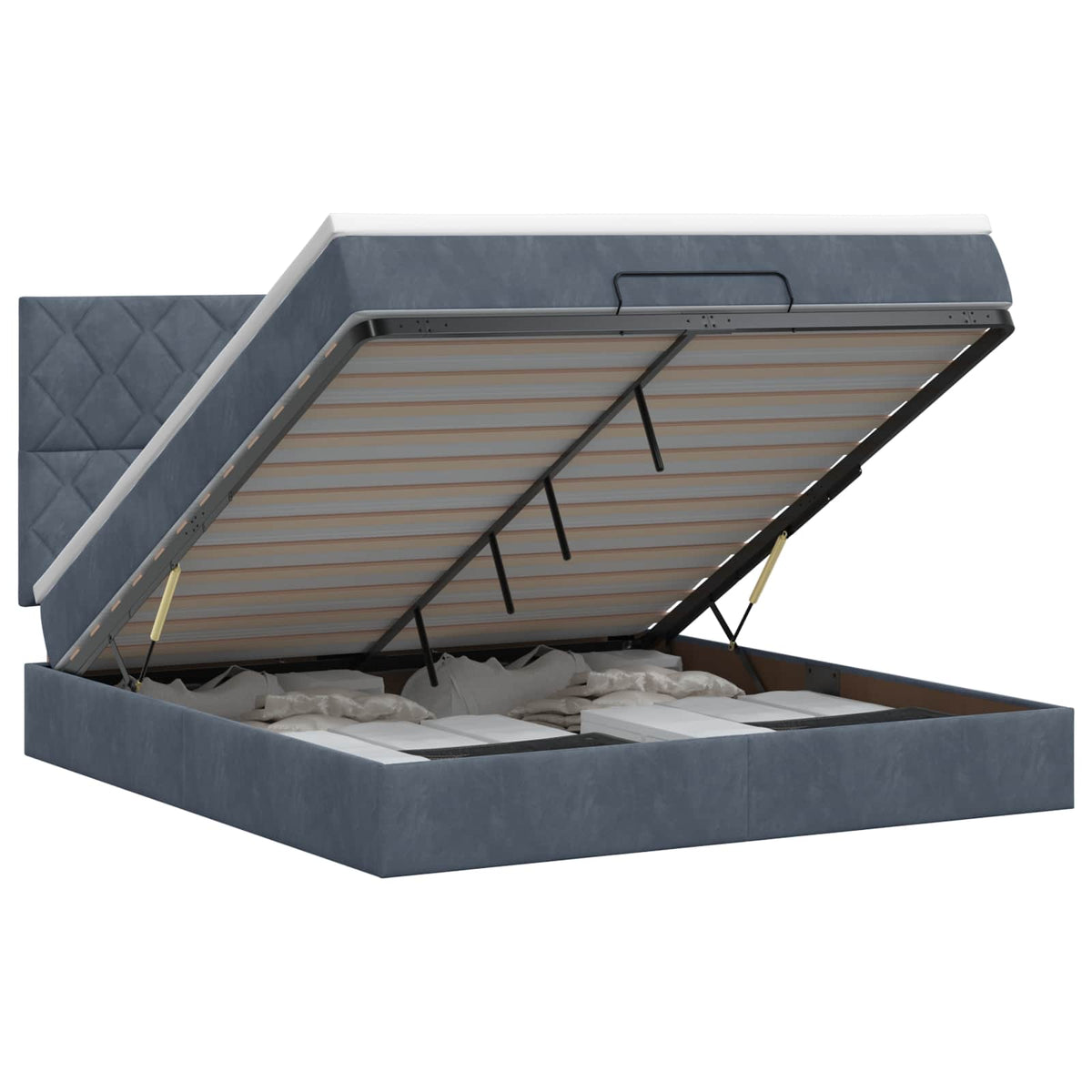 Lit ottoman avec matelas Gris foncé 140 x 190 cm Velours