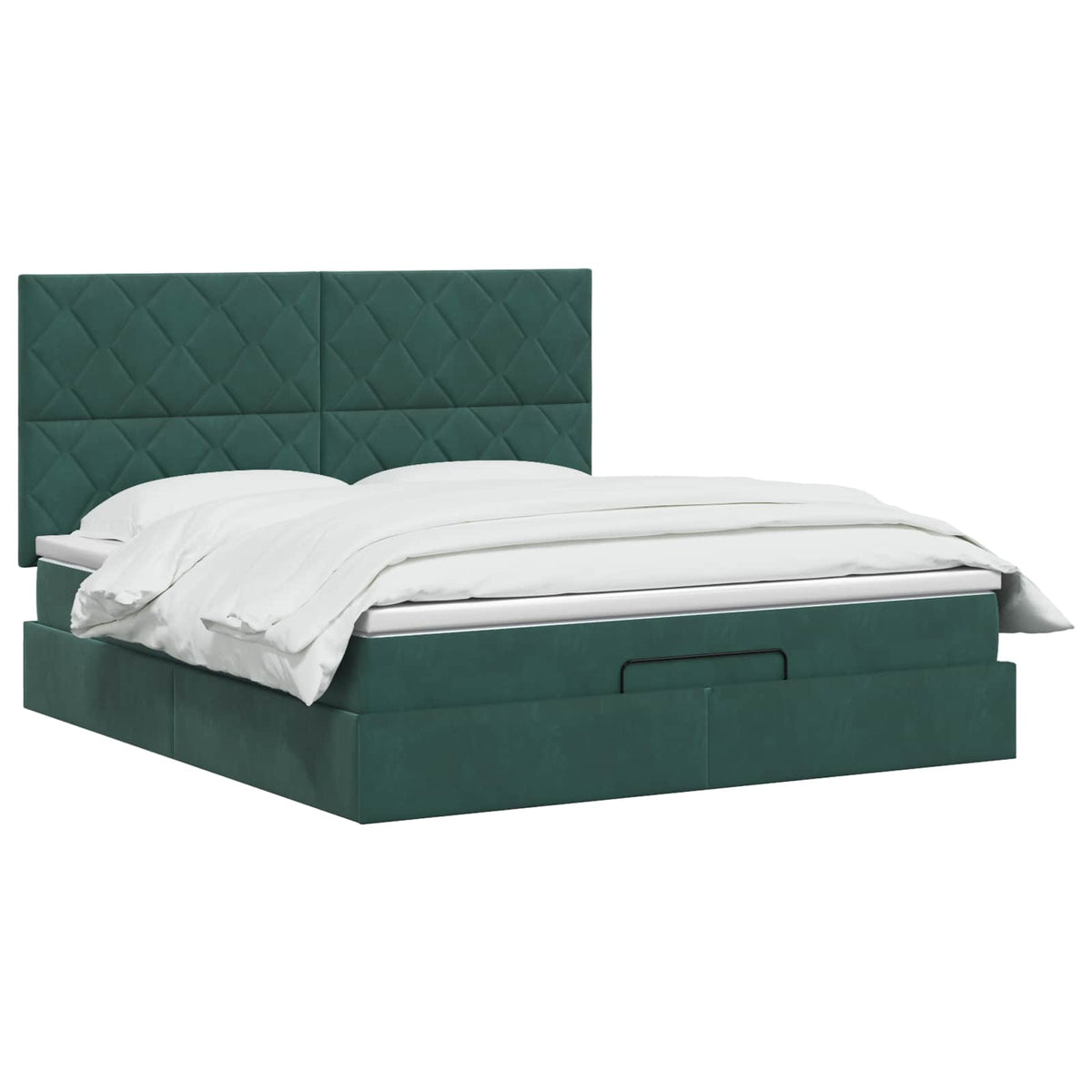 Lit ottoman avec matelas Vert foncé 140 x 190 cm Velours