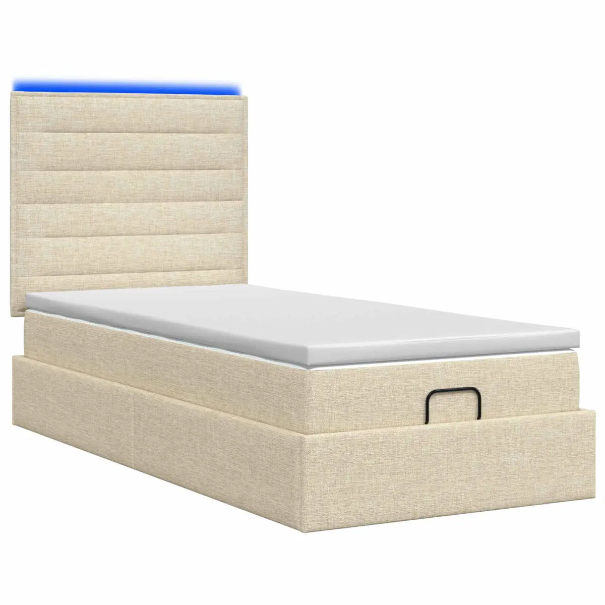 Lit coffre avec matelas et LED Crème 80 x 200 cm Tissu - XIOS