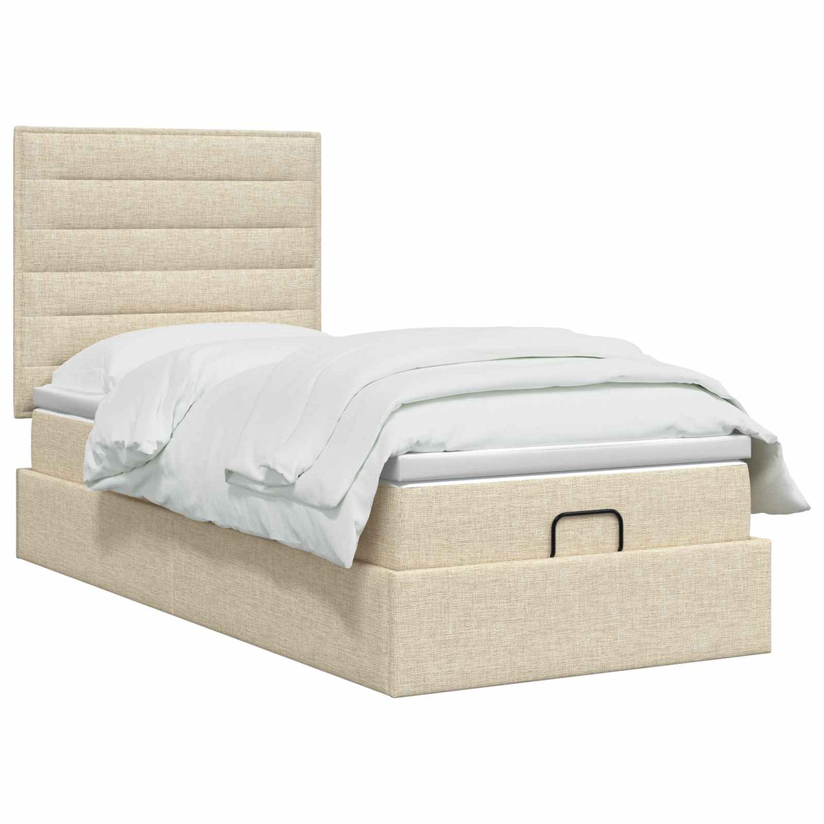 Lit coffre avec matelas et LED Crème 90 x 200 cm Tissu
