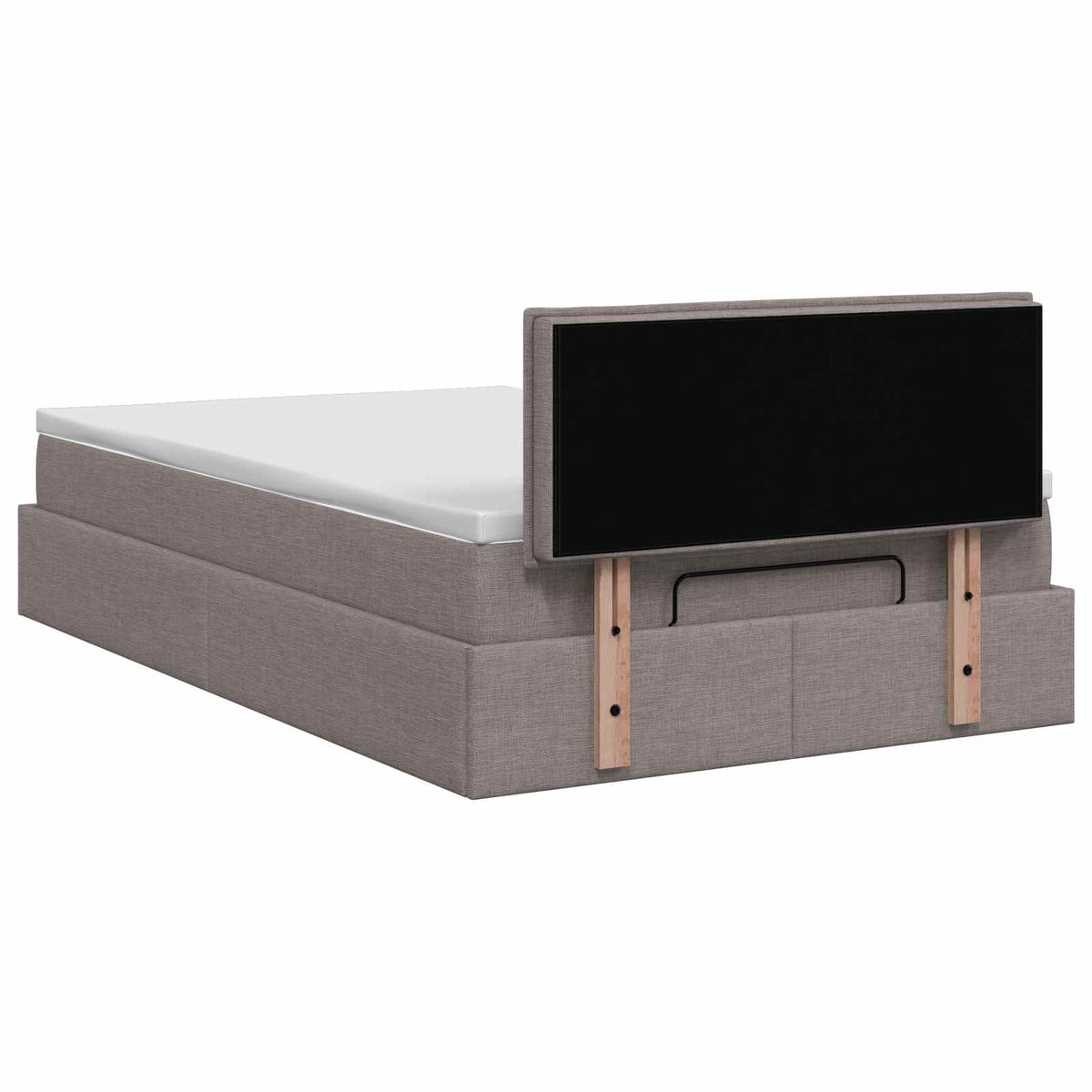 Lit coffre avec matelas et LED Taupe 120 x 190 cm Tissu