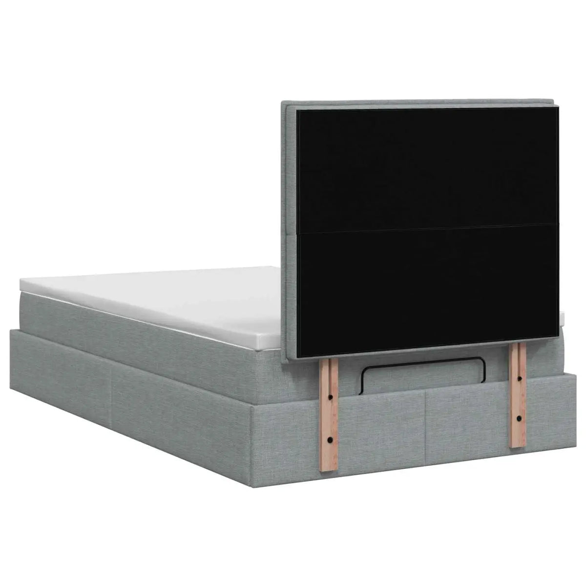 Lit coffre avec matelas et LED Gris clair 120 x 200 cm Tissu - XIOS