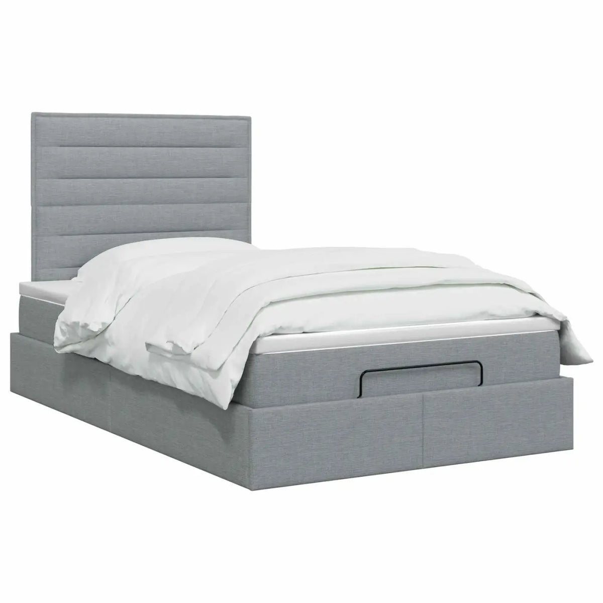 Lit coffre avec matelas et LED Gris clair 120 x 200 cm Tissu - XIOS