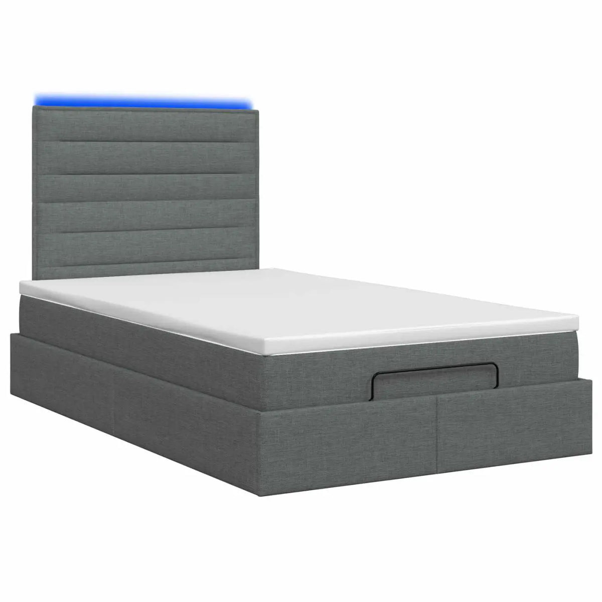 Lit coffre avec matelas et LED Gris foncé 120 x 200 cm Tissu - XIOS