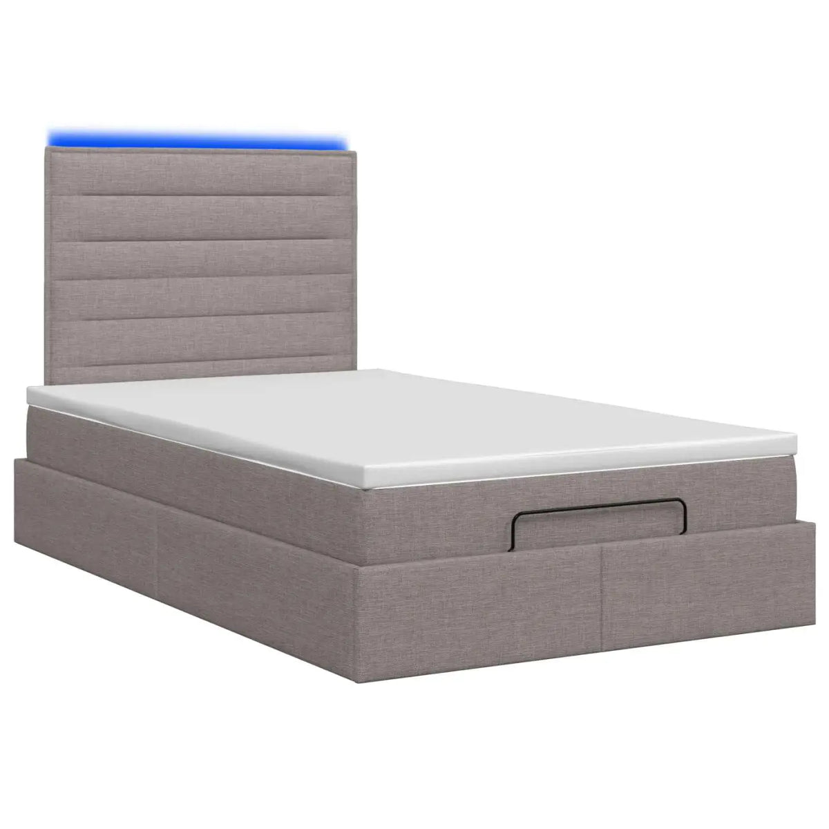 Lit coffre avec matelas et LED Taupe 120 x 200 cm Tissu - XIOS
