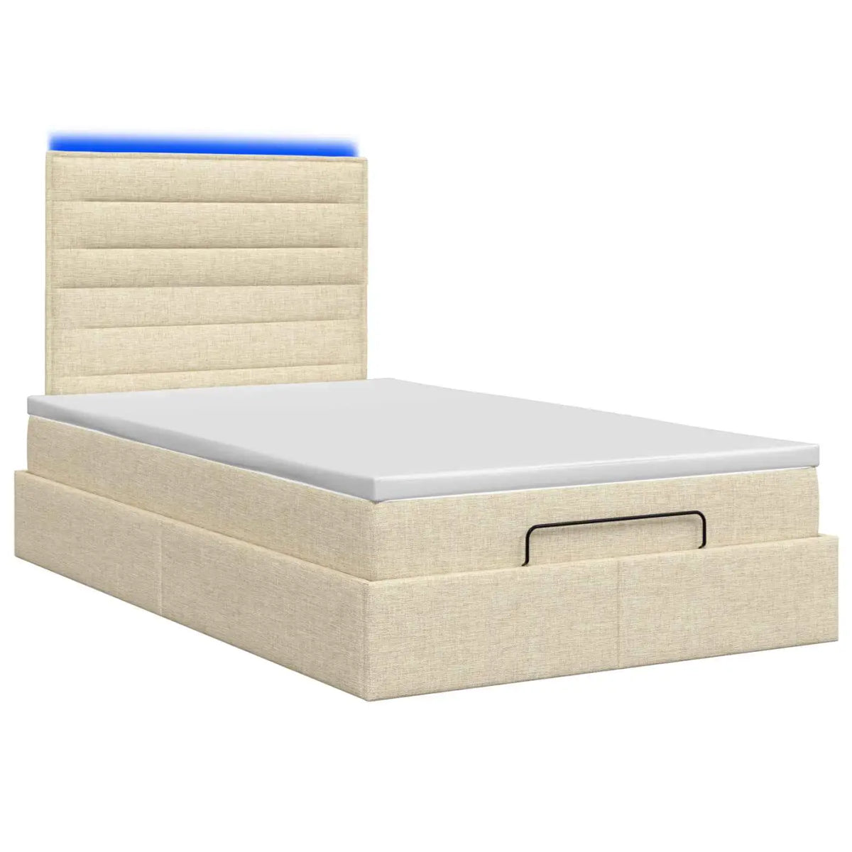 Lit coffre avec matelas et LED Crème 120 x 200 cm Tissu - XIOS