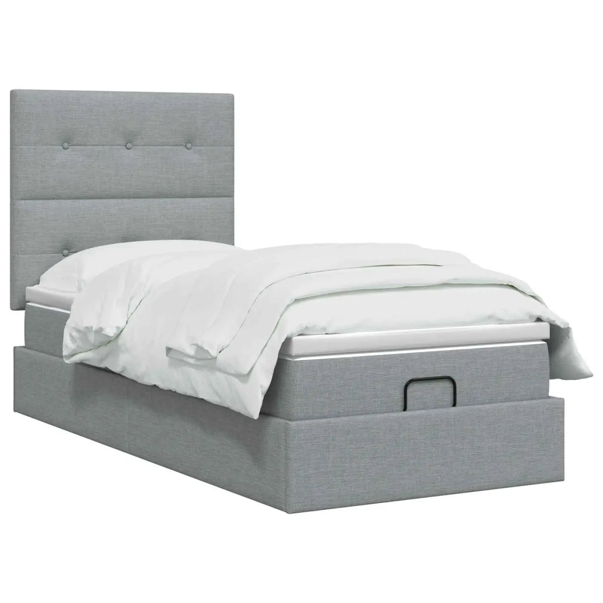 Lit coffre avec matelas et LED Gris clair 80 x 200 cm Tissu - XIOS
