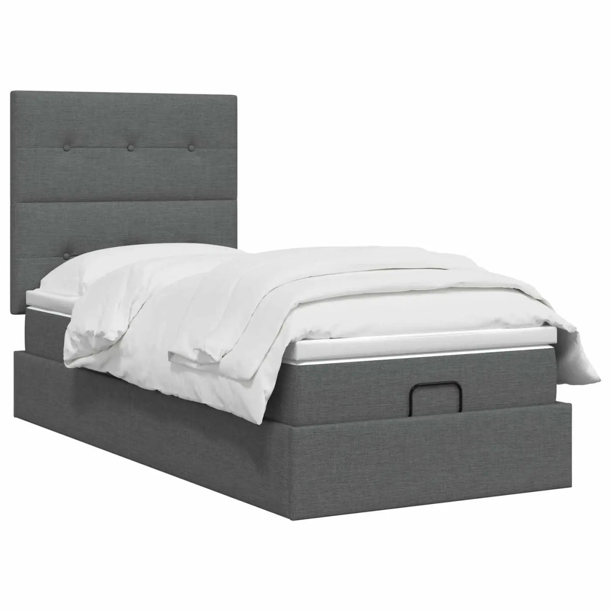Lit coffre avec matelas et LED Gris foncé 80 x 200 cm Tissu - XIOS