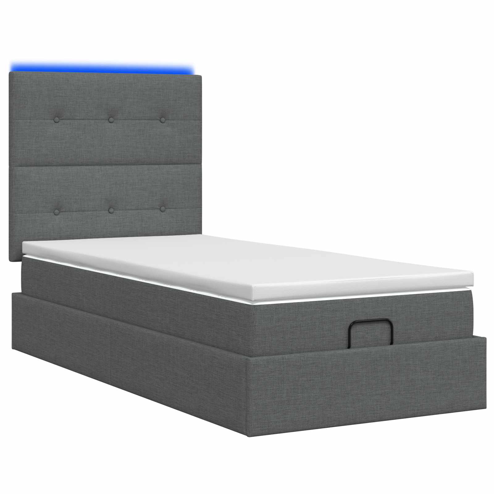 Lit coffre avec matelas et LED Gris foncé 90 x 190 cm Tissu