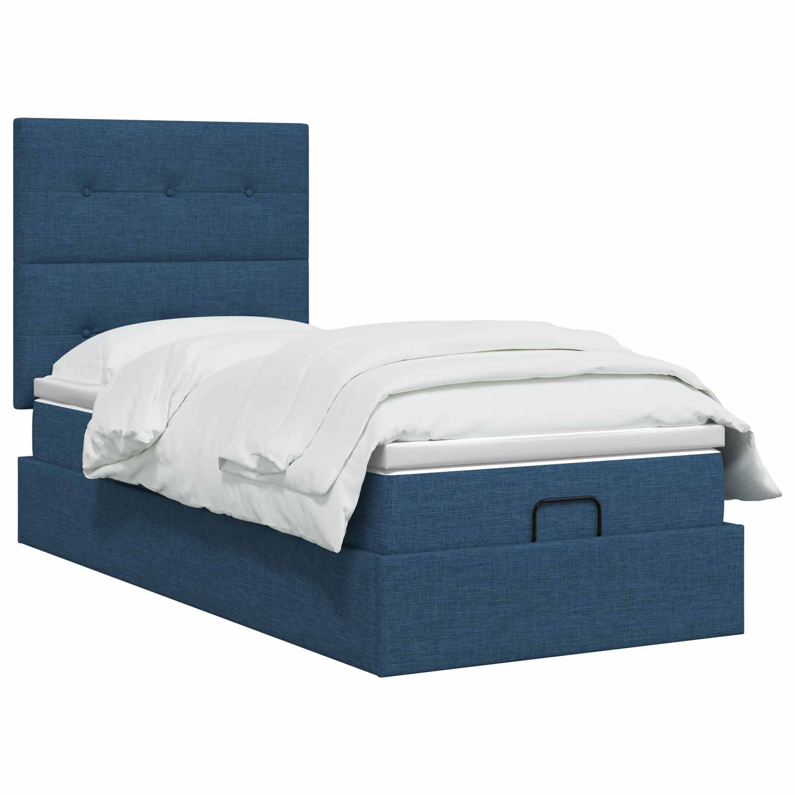 Lit coffre avec matelas et LED Bleu 90 x 190 cm Tissu