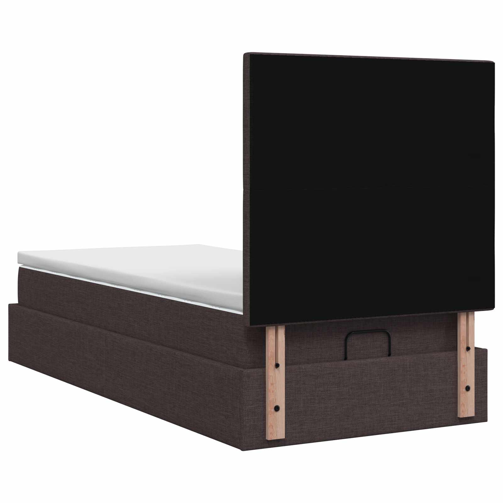 Lit coffre avec matelas et LED Marron foncé 100 x 200 cm Tissu - XIOS