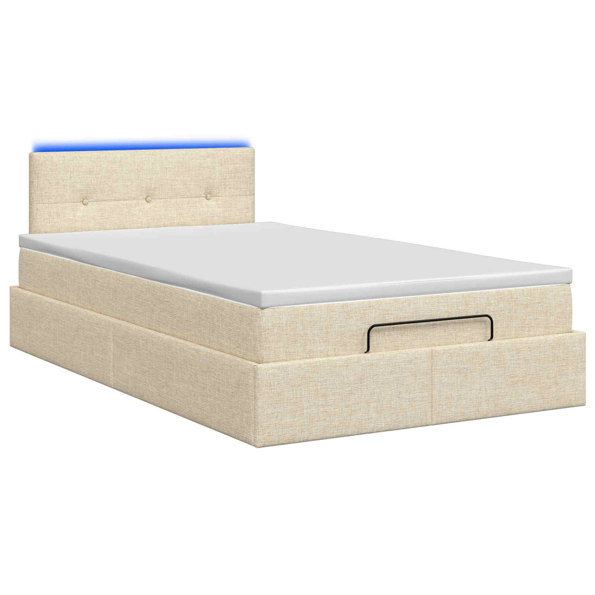 Lit coffre avec matelas et LED Crème 120 x 190 cm Tissu