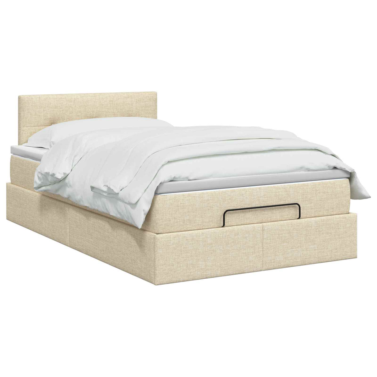 Lit coffre avec matelas et LED Crème 120 x 190 cm Tissu