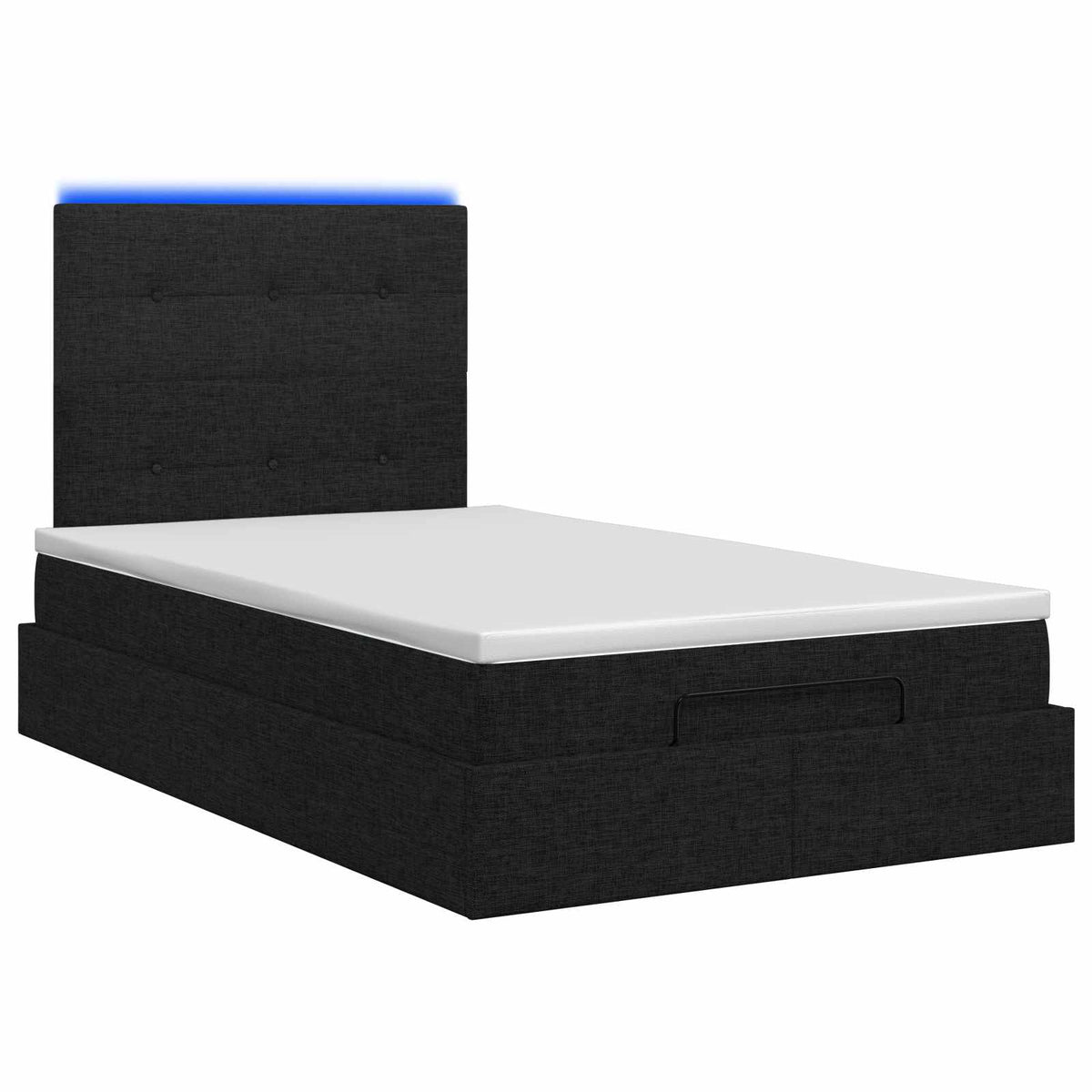 Lit coffre avec matelas et LED Noir 120 x 200 cm Tissu
