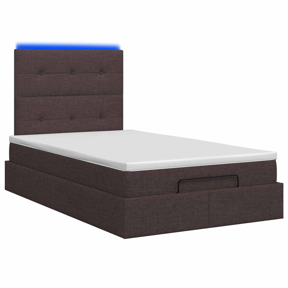 Lit coffre avec matelas et LED Marron foncé 120 x 200 cm Tissu