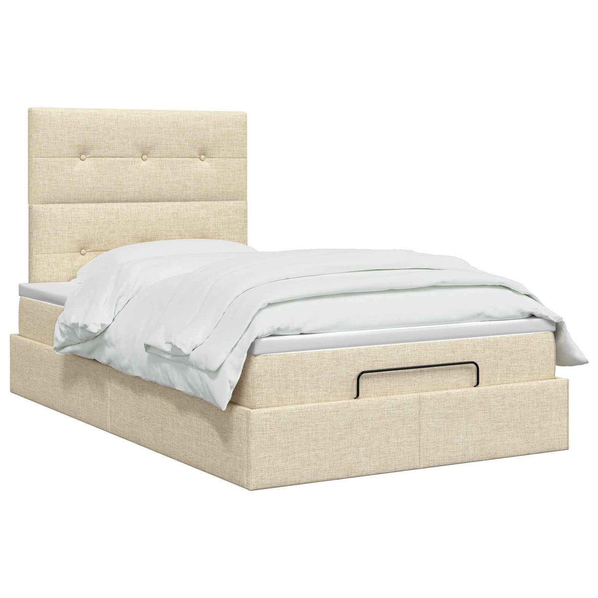 Lit coffre avec matelas et LED Crème 120 x 200 cm Tissu