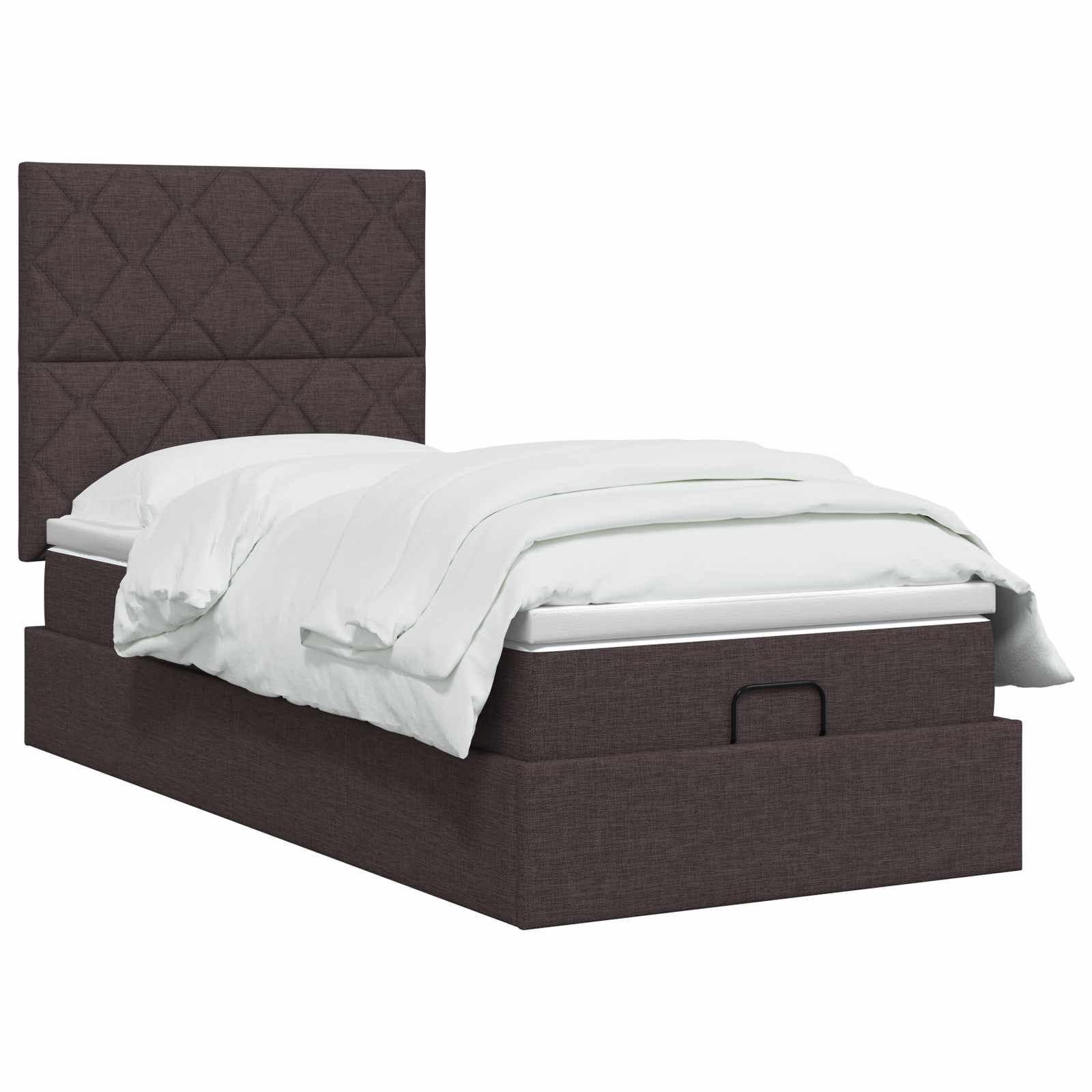 Lit coffre avec matelas et LED Marron foncé 80 x 200 cm Tissu