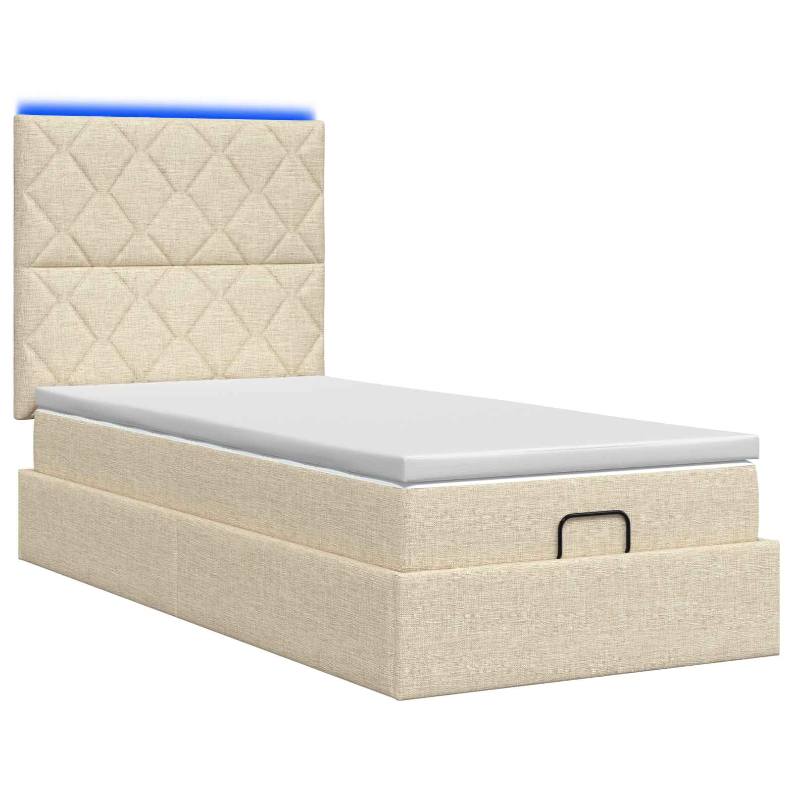 Lit coffre avec matelas et LED Crème 90 x 190 cm Tissu