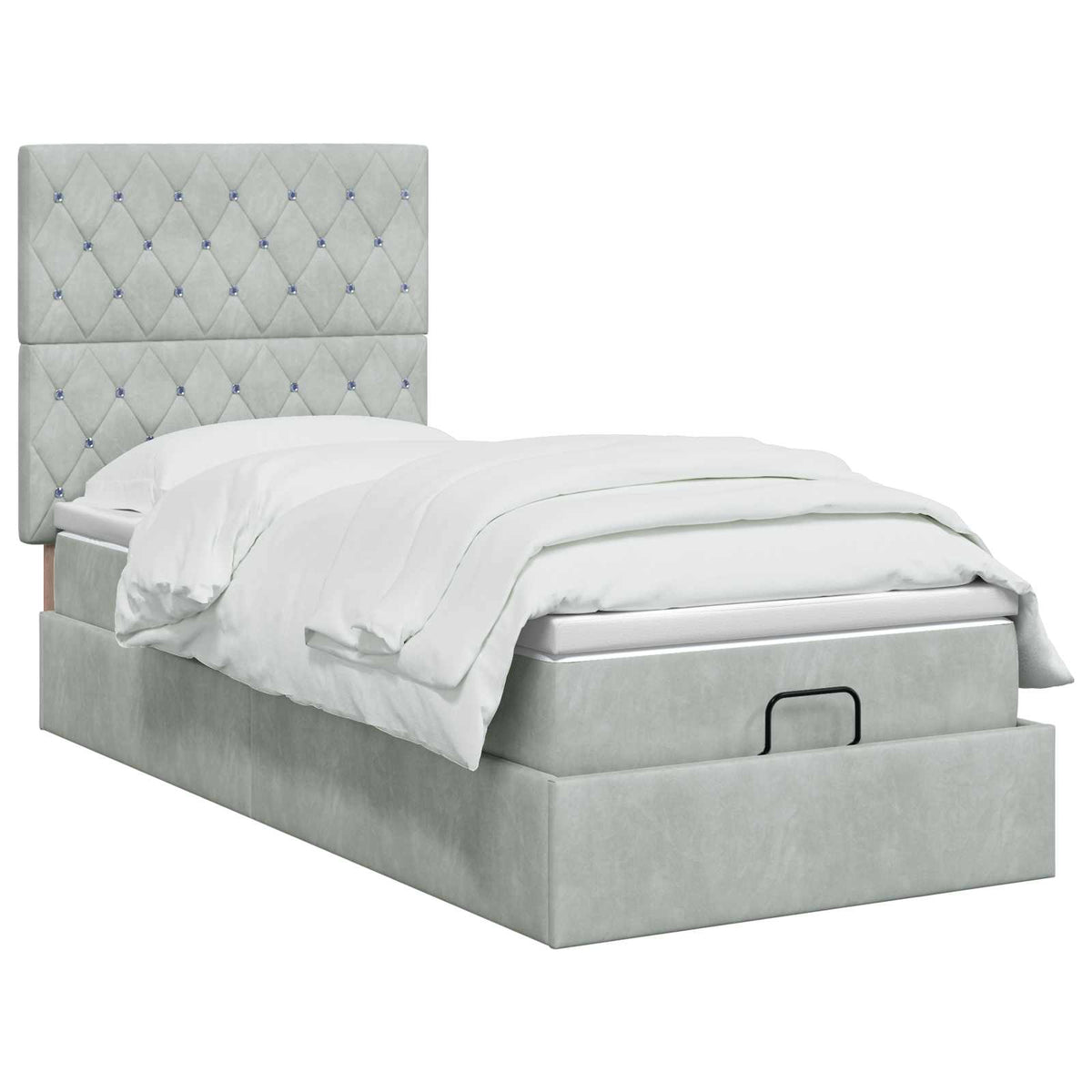 Lit coffre avec matelas et LED Gris clair 80 x 200 cm Velours