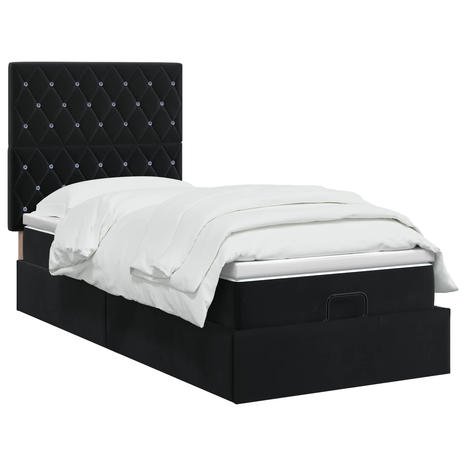 Lit coffre avec matelas et LED Noir 80 x 200 cm Velours