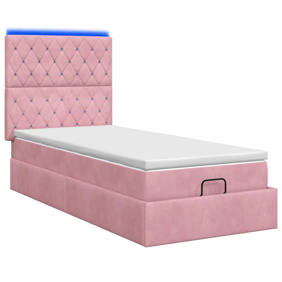 Lit coffre avec matelas et LED Rose 80 x 200 cm Velours - XIOS