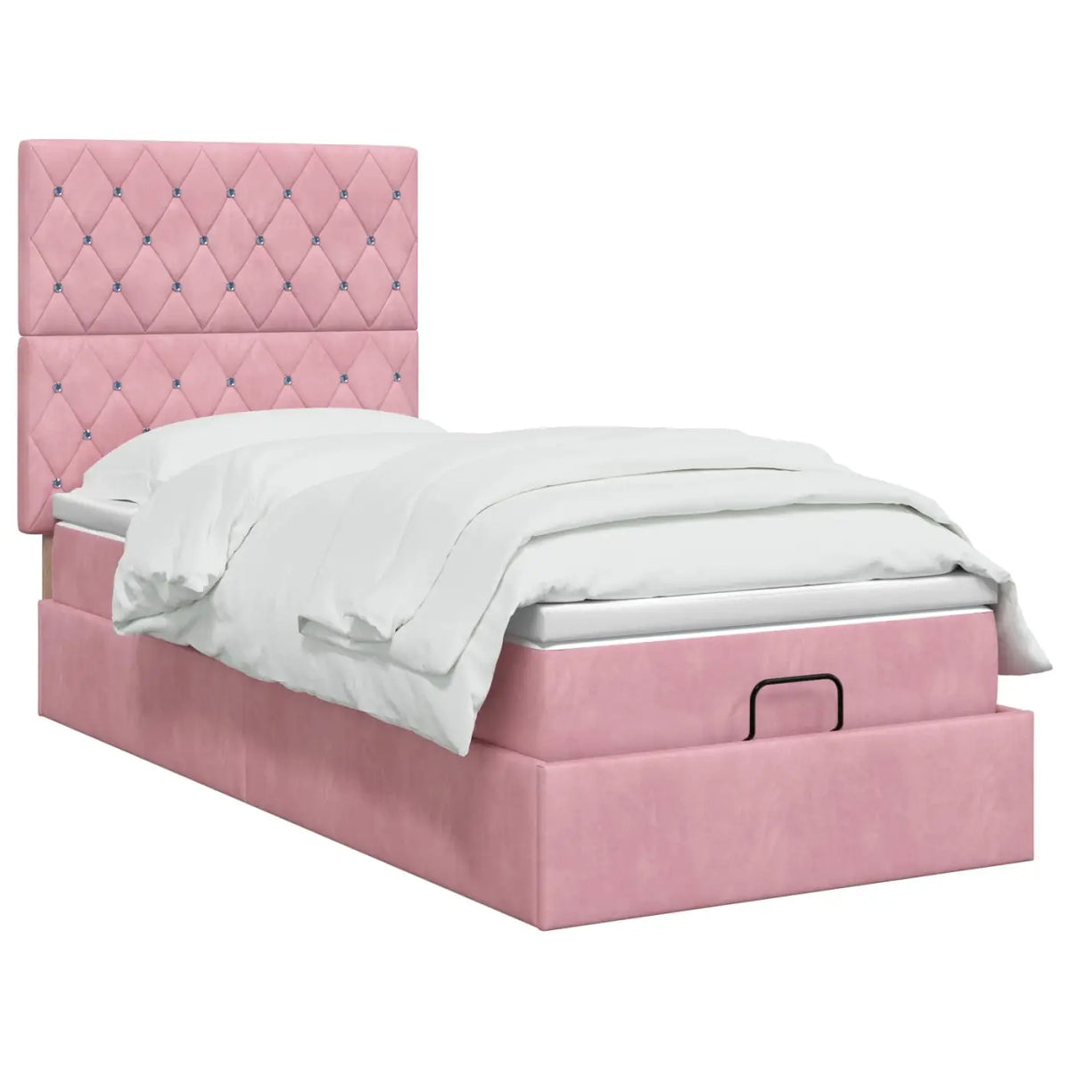 Lit coffre avec matelas et LED Rose 80 x 200 cm Velours - XIOS