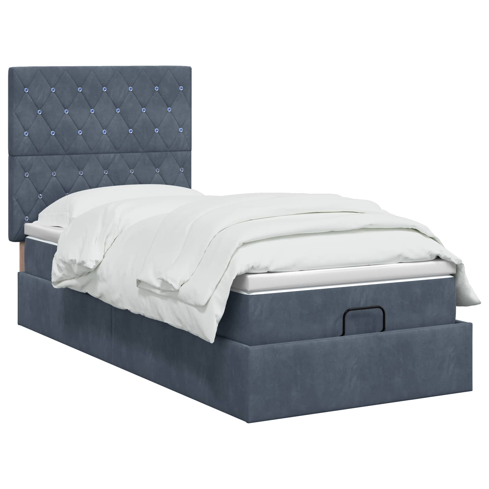 Lit coffre avec matelas et LED Gris foncé 100 x 200 cm Velours - XIOS