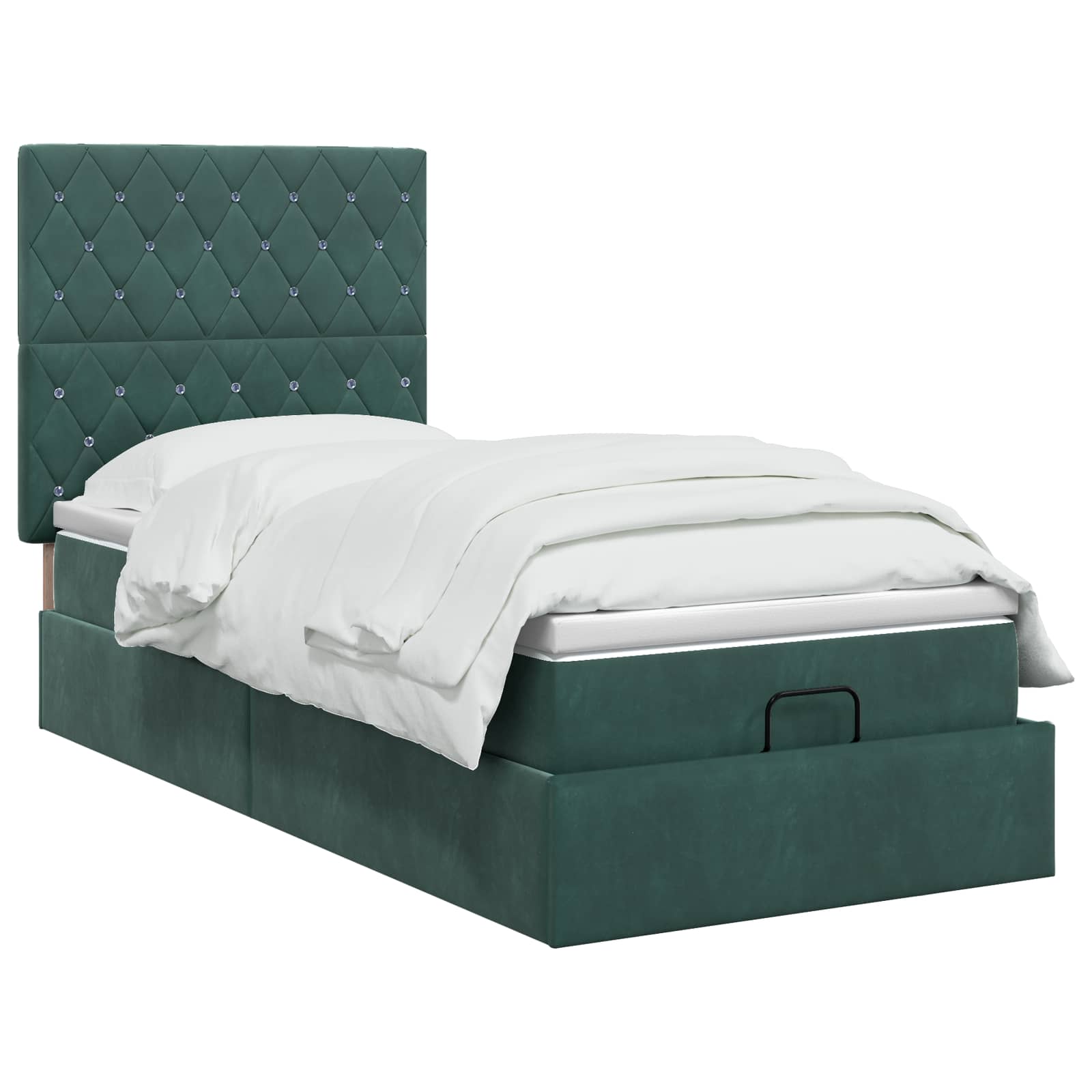 Lit coffre avec matelas et LED Vert foncé 100 x 200 cm Fløjl