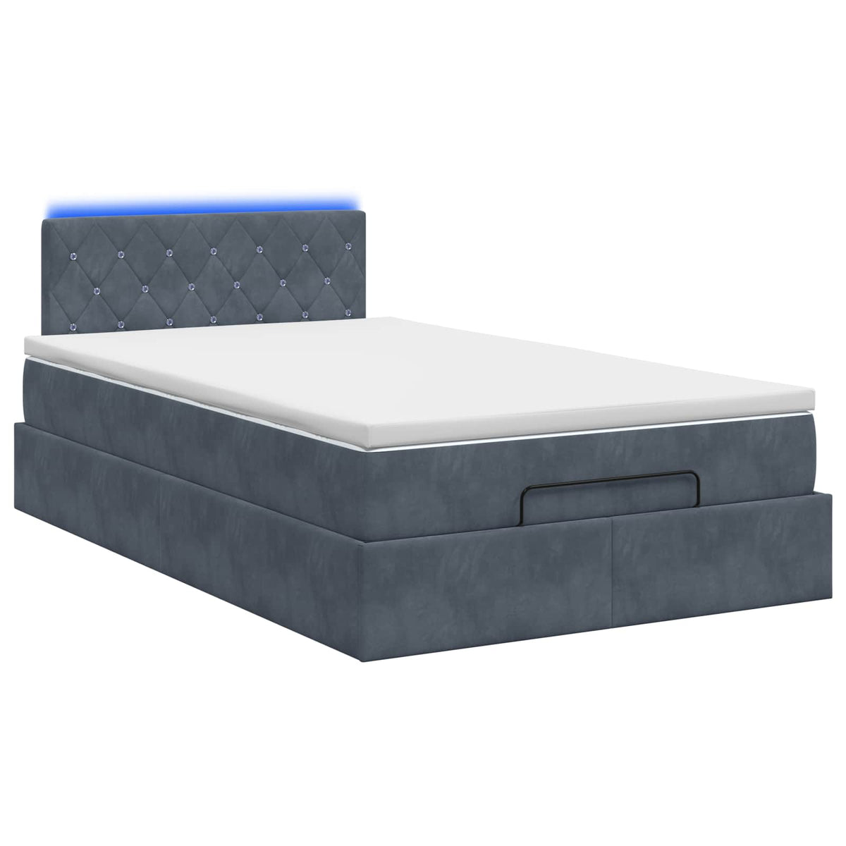 Lit coffre avec matelas et LED Gris foncé 120 x 190 cm Velours