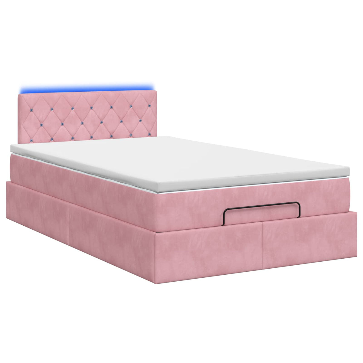 Lit coffre avec matelas et LED Rose 120 x 190 cm Velours