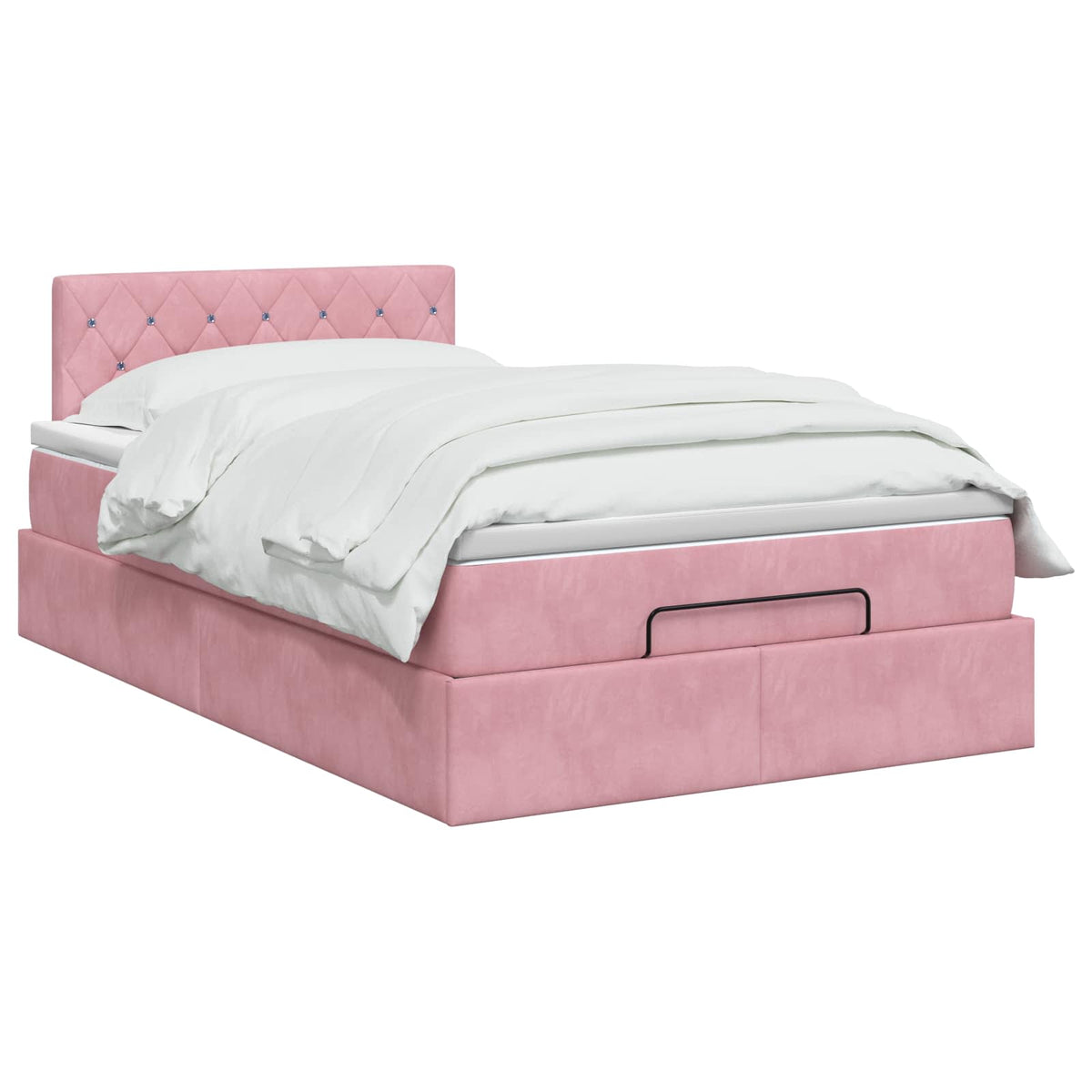 Lit coffre avec matelas et LED Rose 120 x 190 cm Velours