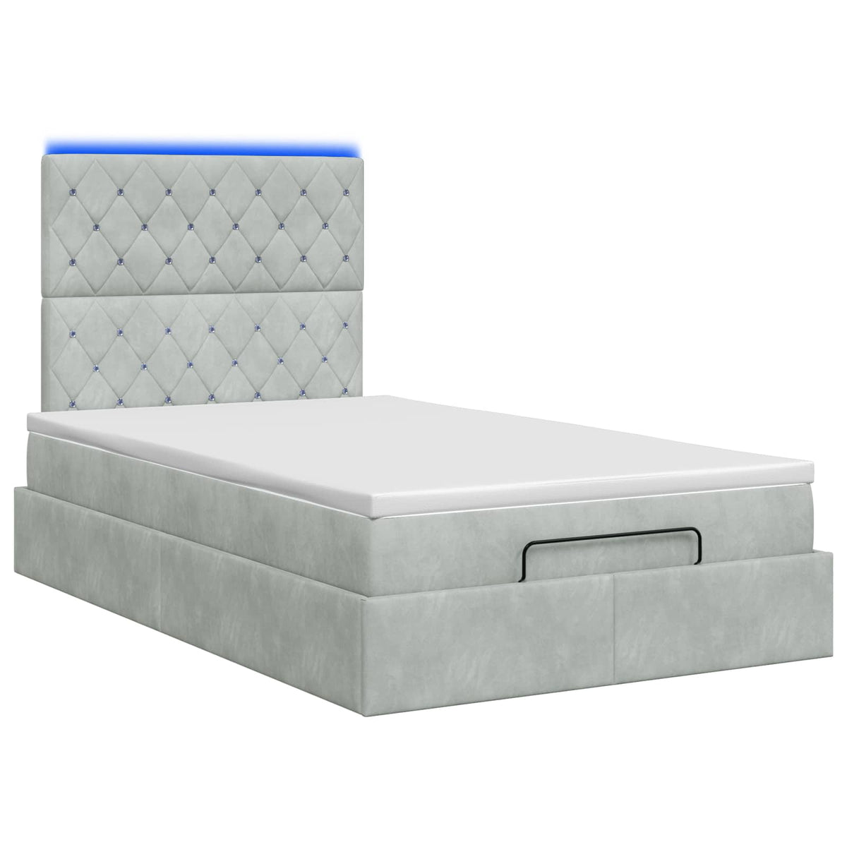 Lit coffre avec matelas et LED Gris clair 120 x 200 cm Velours