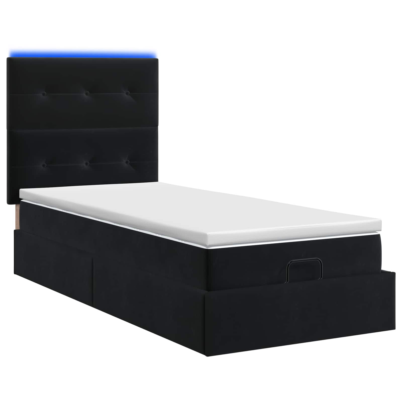 Lit coffre avec matelas et LED Noir 80 x 200 cm Velours