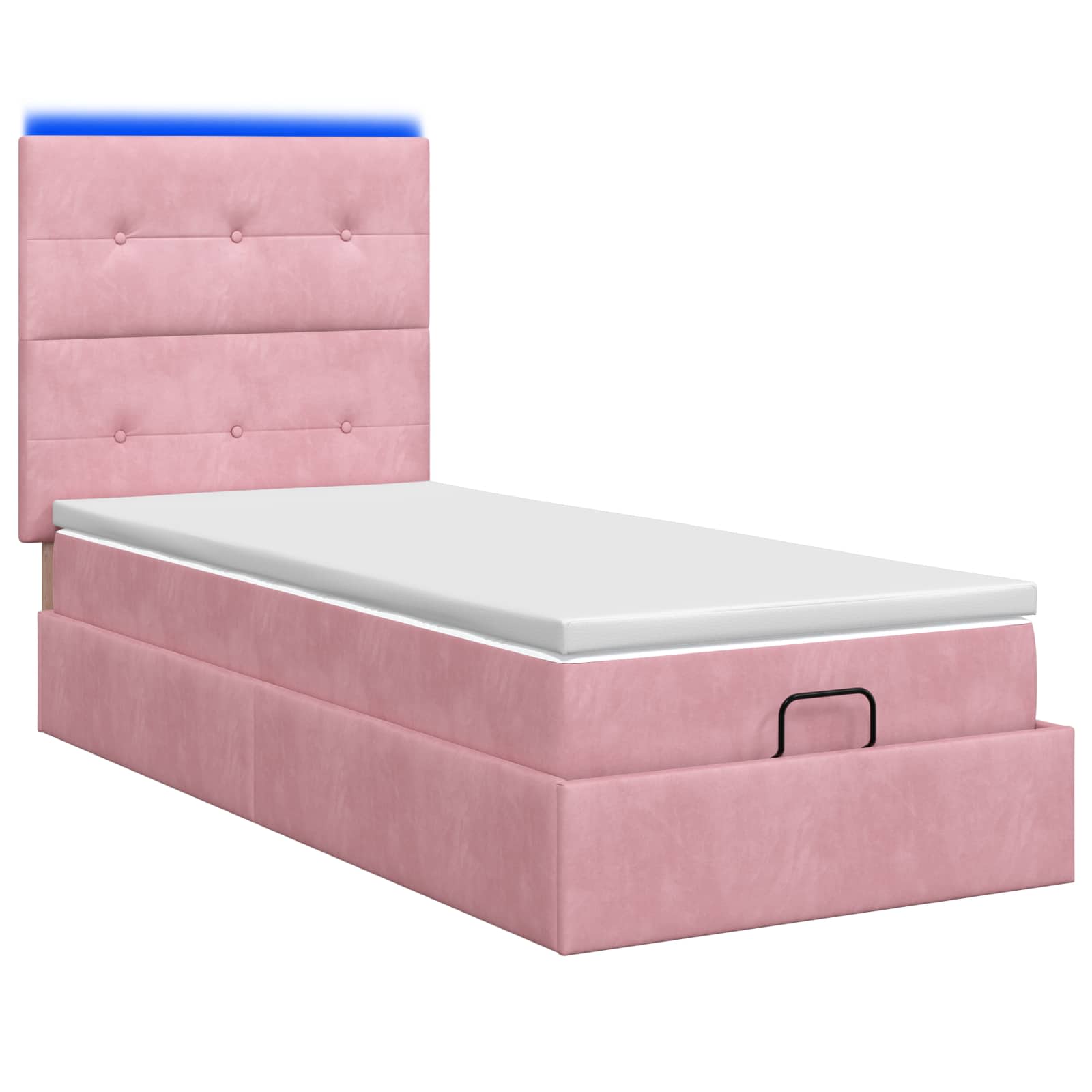 Lit coffre avec matelas et LED Rose 90 x 190 cm Velours