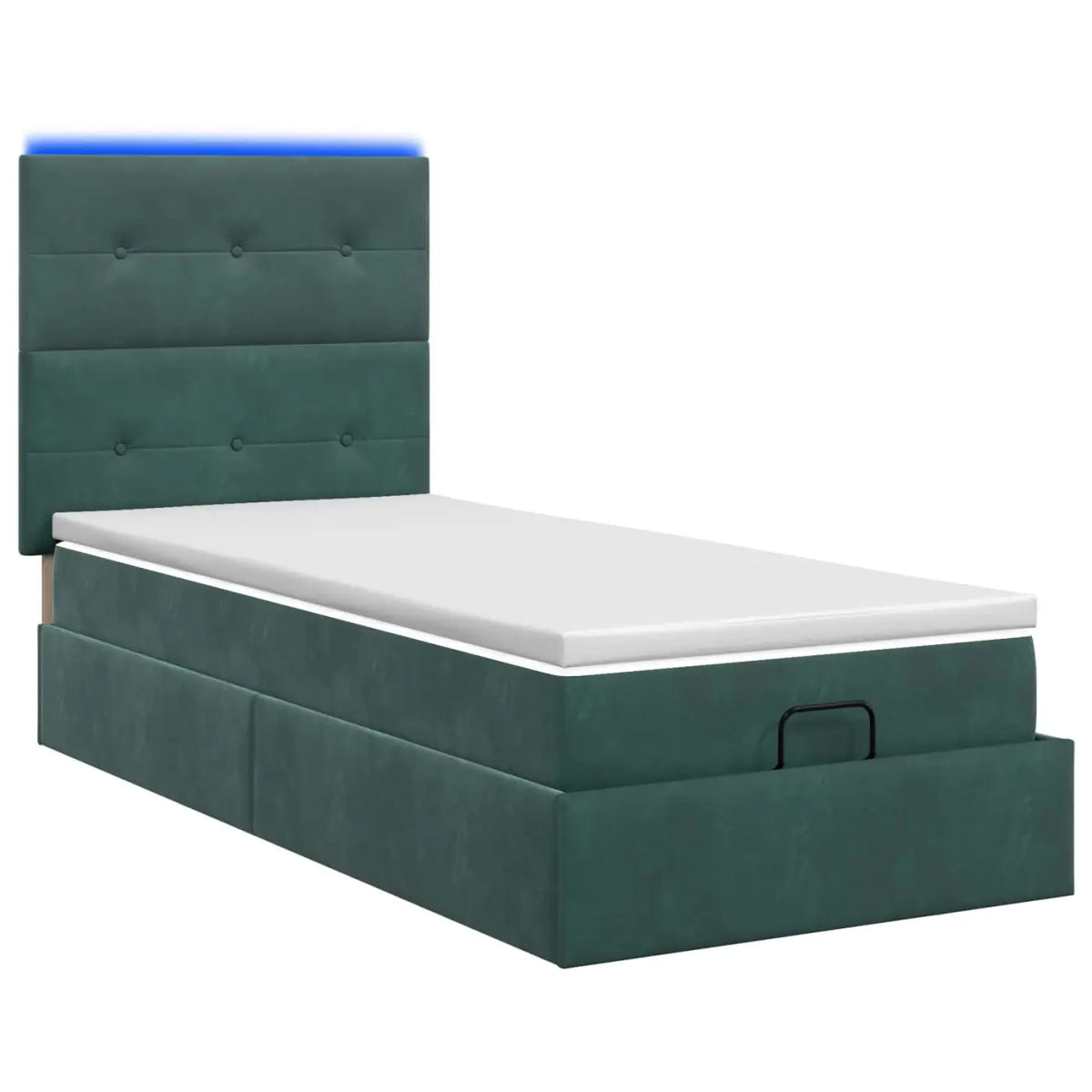 Lit coffre avec matelas et LED Vert foncé 90 x 200 cm Velours - XIOS