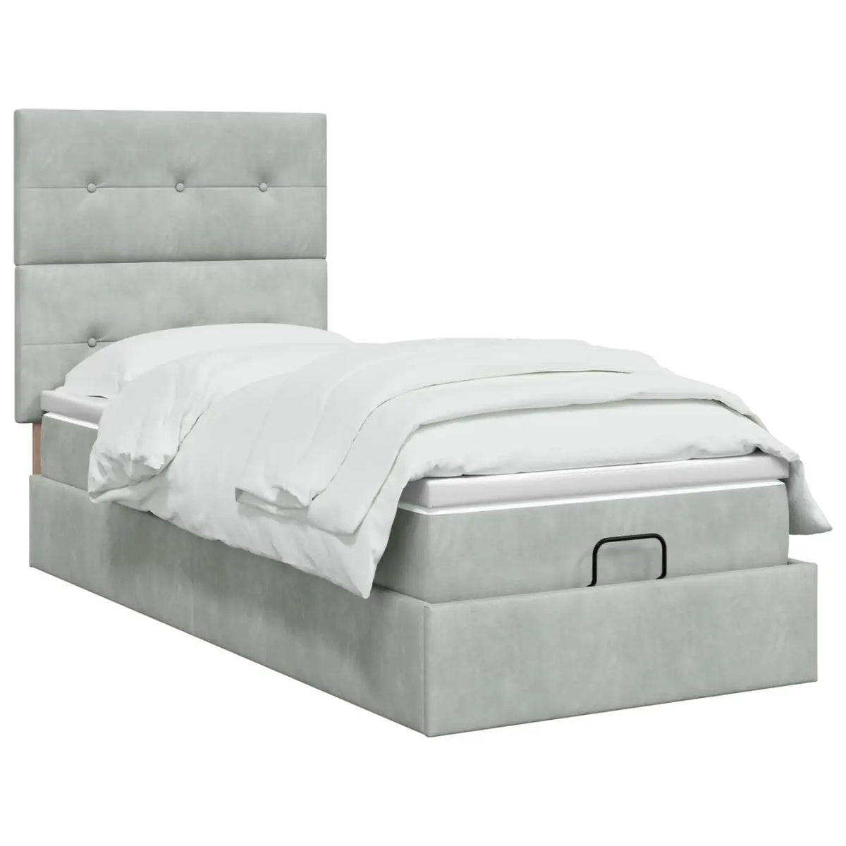 Lit coffre avec matelas et LED Gris clair 100 x 200 cm Velours - XIOS