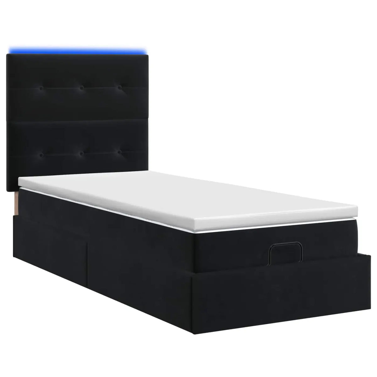 Lit coffre avec matelas et LED Noir 100 x 200 cm Velours - XIOS