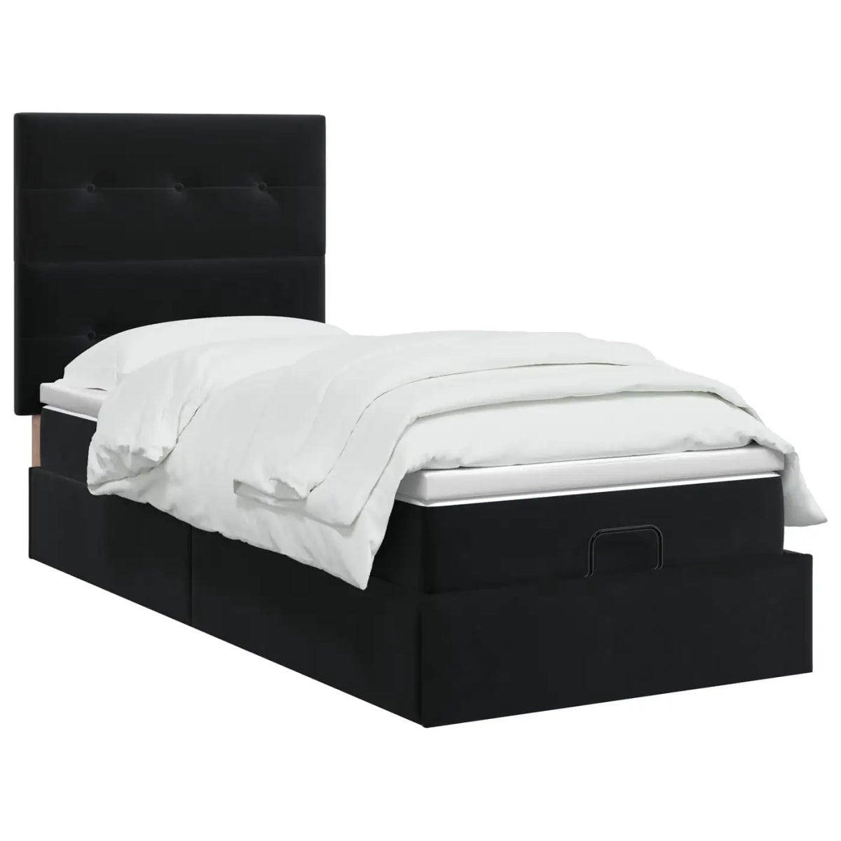 Lit coffre avec matelas et LED Noir 100 x 200 cm Velours - XIOS
