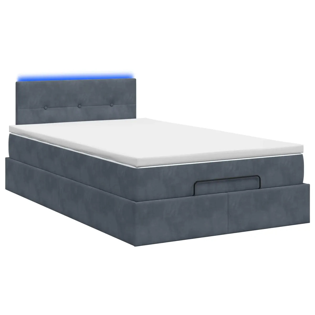 Lit coffre avec matelas et LED Gris foncé 120 x 190 cm Velours - XIOS