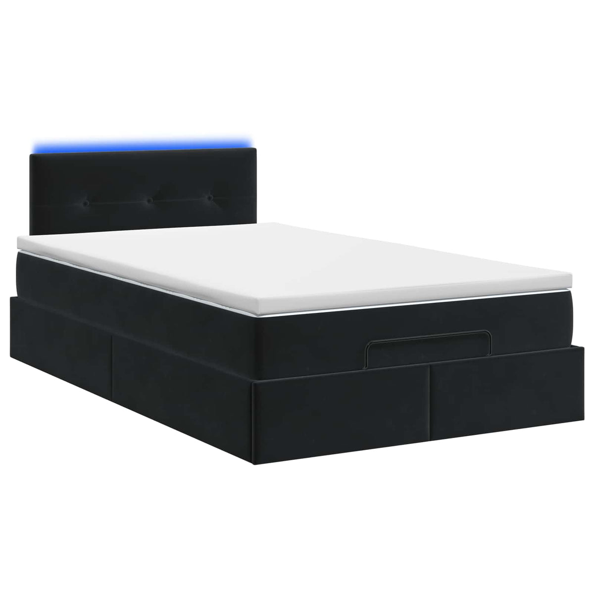 Lit coffre avec matelas et LED Noir 120 x 190 cm Velours