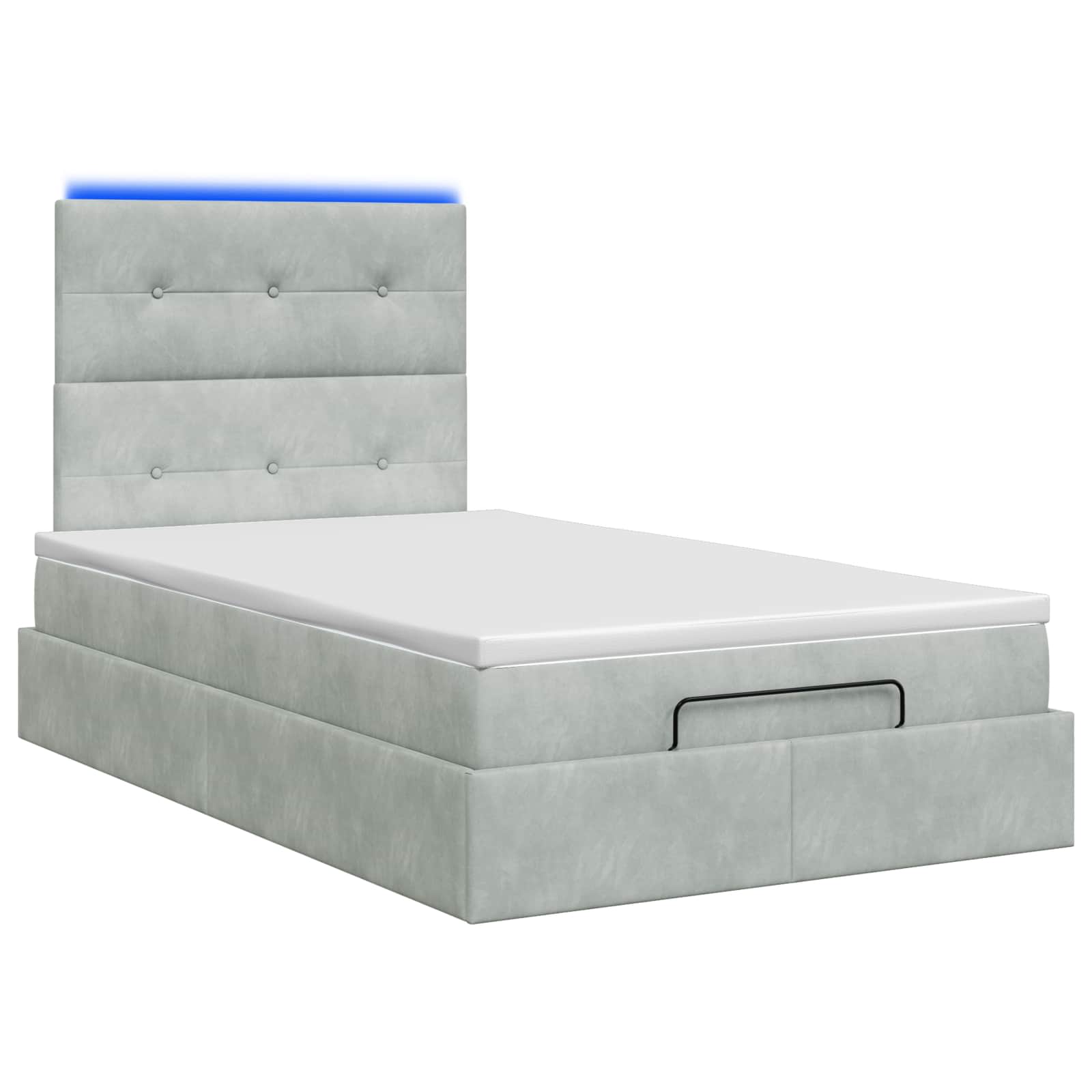 Lit coffre avec matelas et LED Gris clair 120 x 200 cm Fløjl