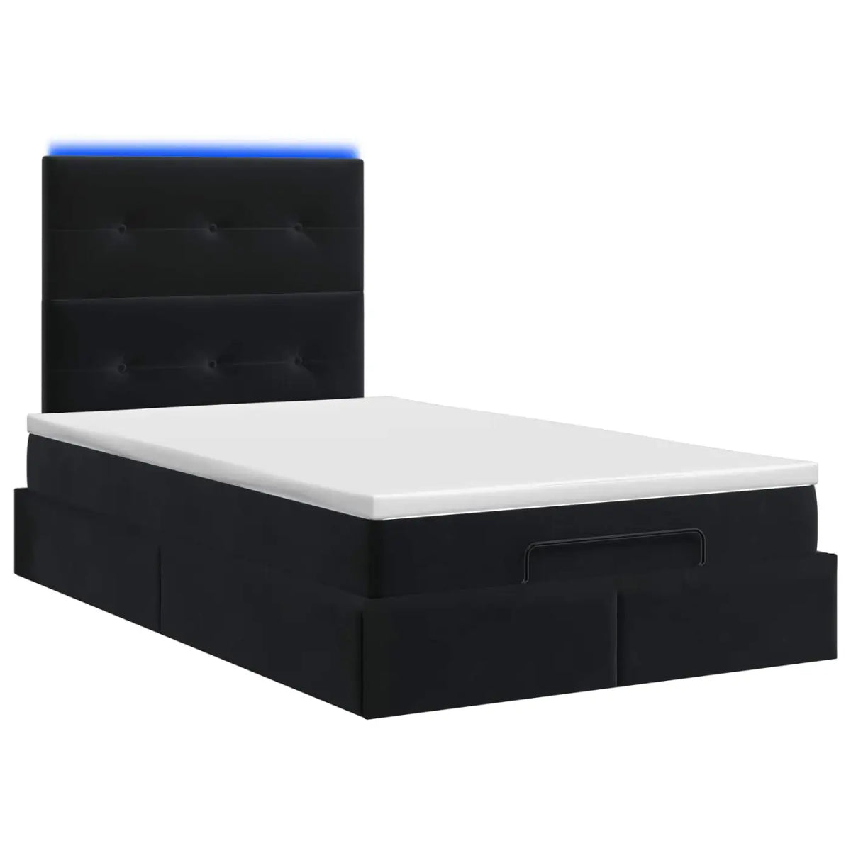 Lit coffre avec matelas et LED Noir 120 x 200 cm Velours - XIOS