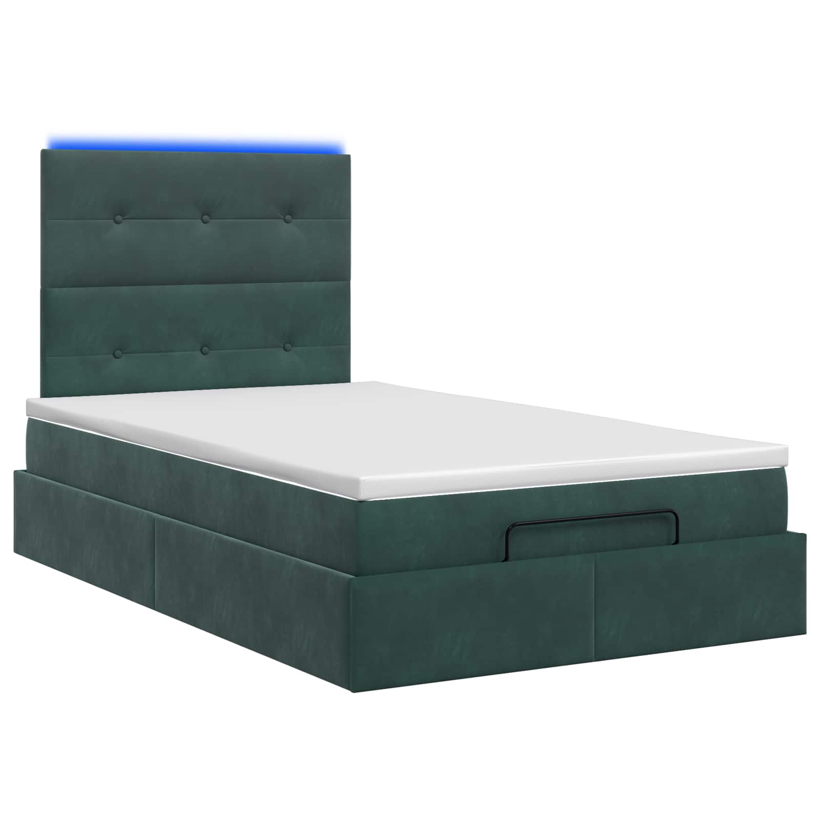 Lit coffre avec matelas et LED Vert foncé 120 x 200 cm Fløjl