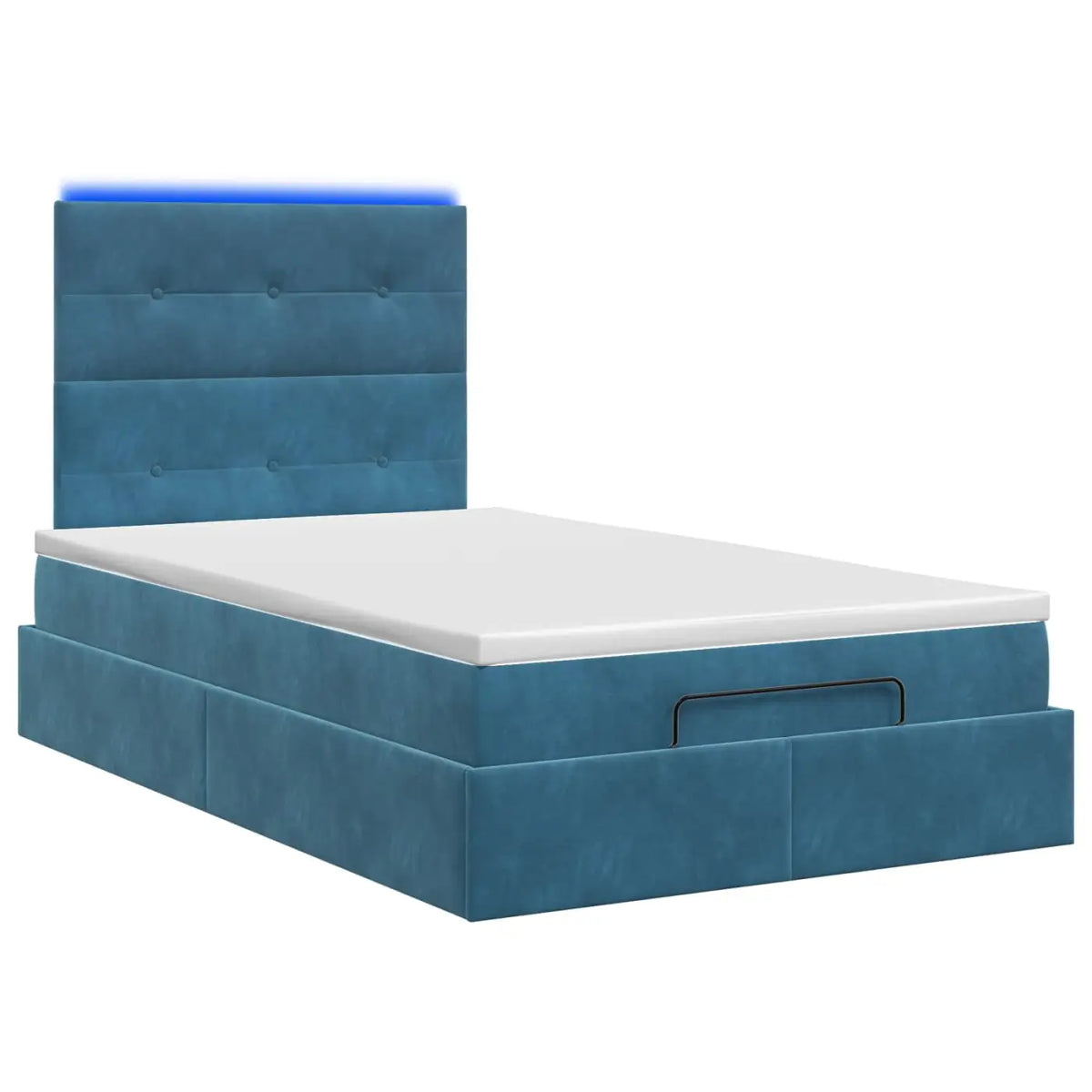 Lit coffre avec matelas et LED Bleu foncé 120 x 200 cm Velours - XIOS