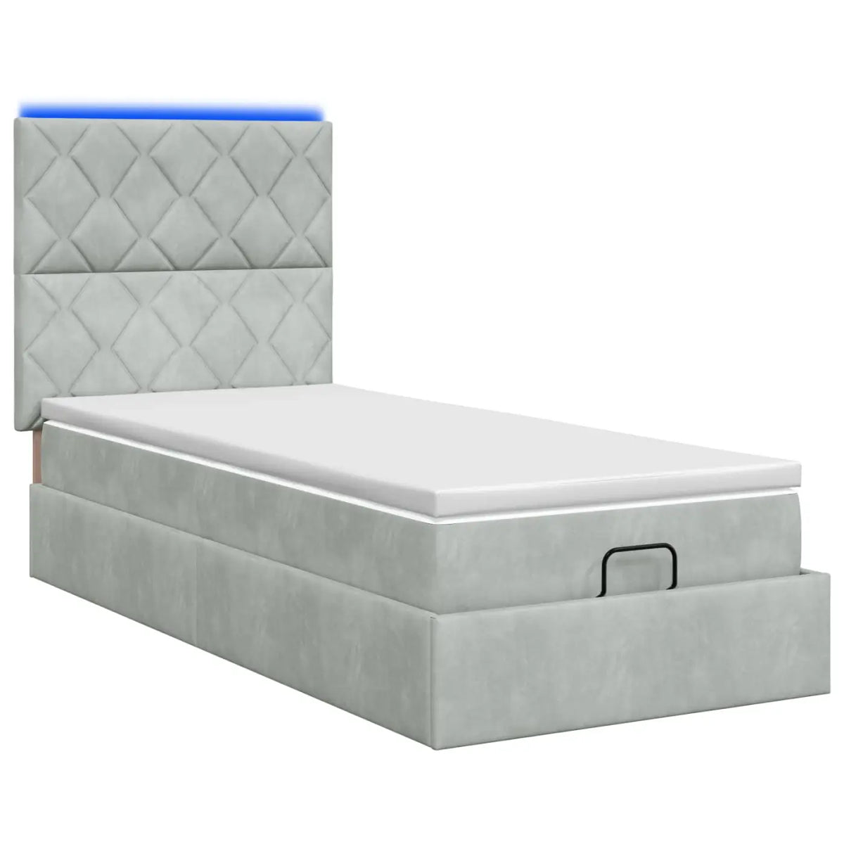 Lit coffre avec matelas et LED Gris clair 80 x 200 cm Velours - XIOS