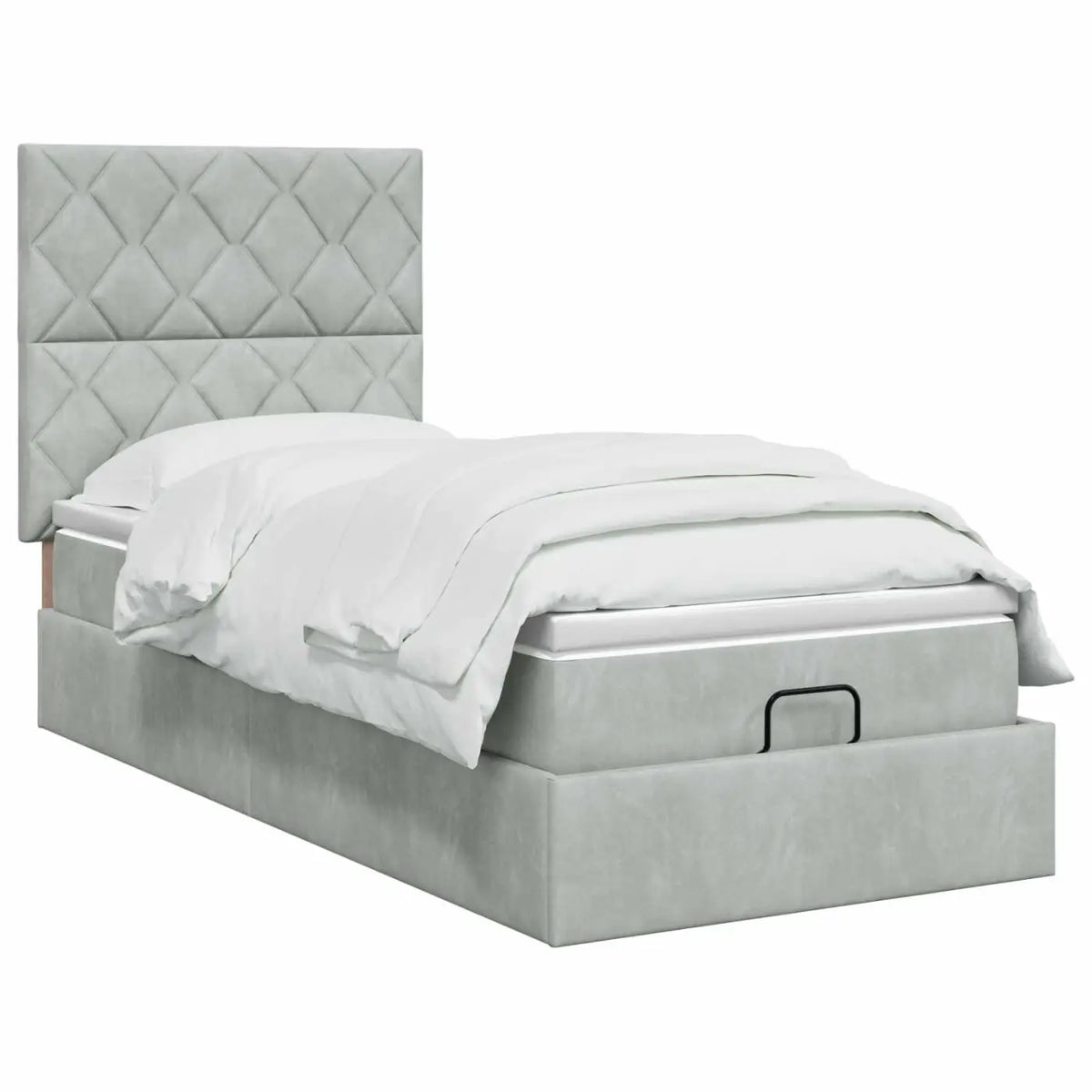 Lit coffre avec matelas et LED Gris clair 80 x 200 cm Velours - XIOS