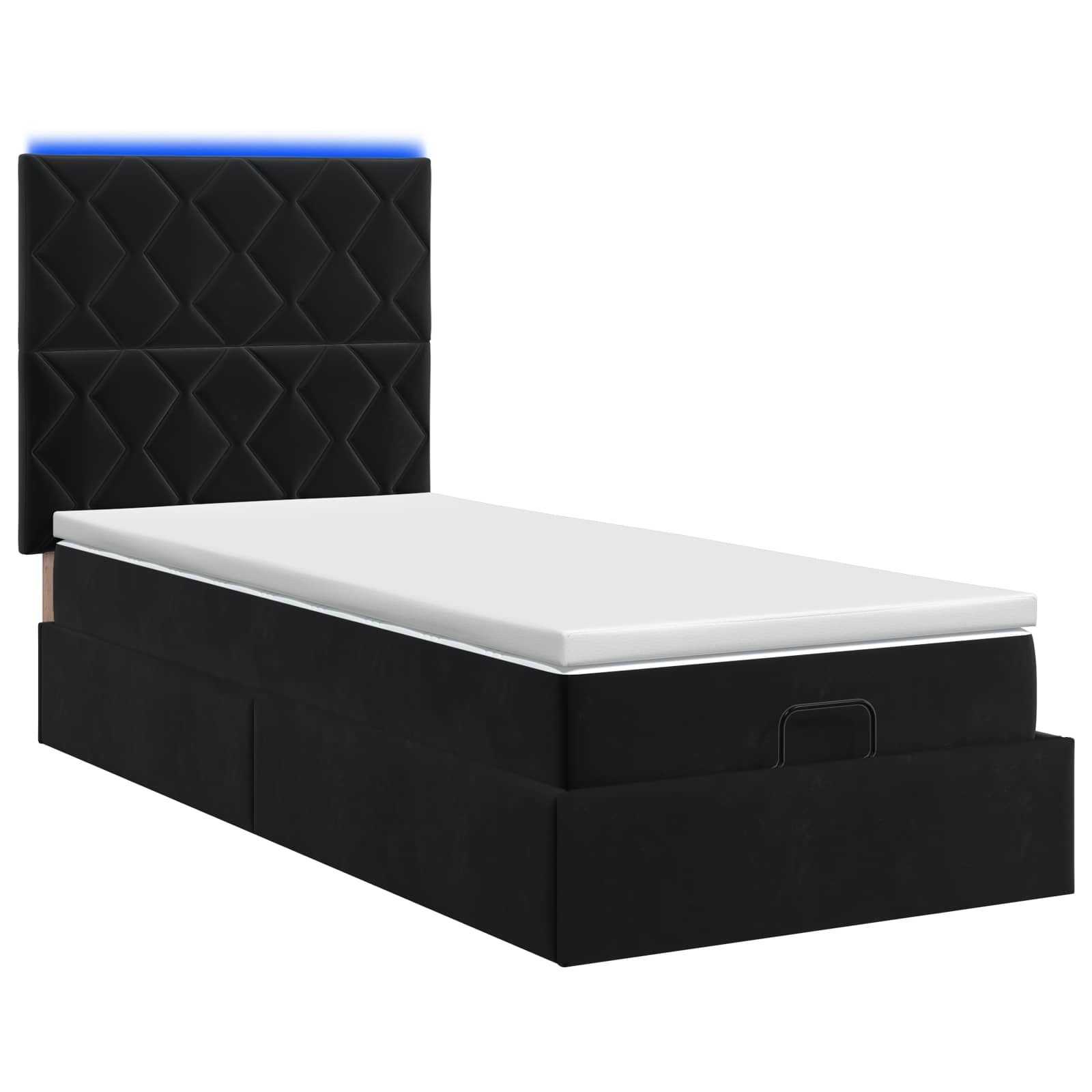 Lit coffre avec matelas et LED Noir 90 x 200 cm Velours