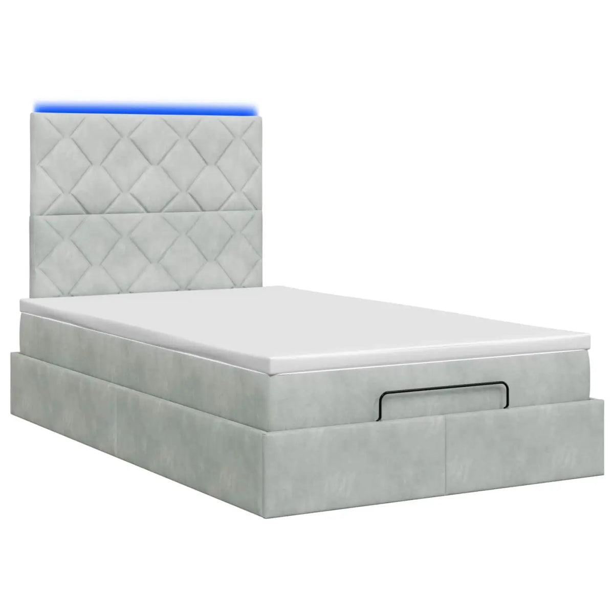 Lit coffre avec matelas et LED Gris clair 120 x 200 cm Velours - XIOS