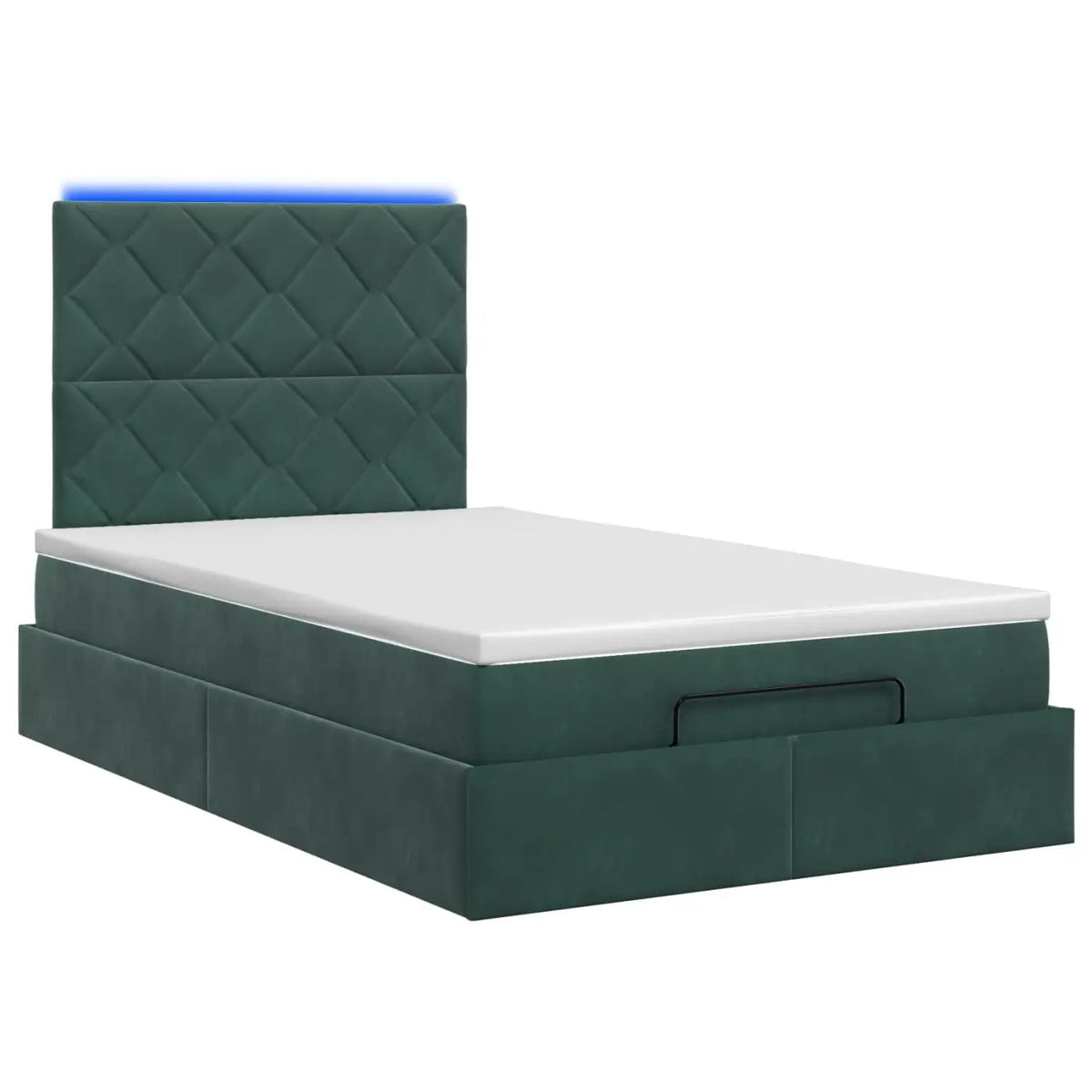 Lit coffre avec matelas et LED Vert foncé 120 x 200 cm Velours - XIOS