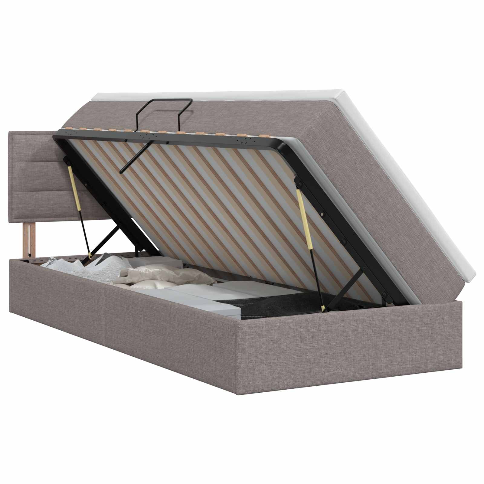 Lit avec rangement et matelas Taupe 90 x 190 cm Velours